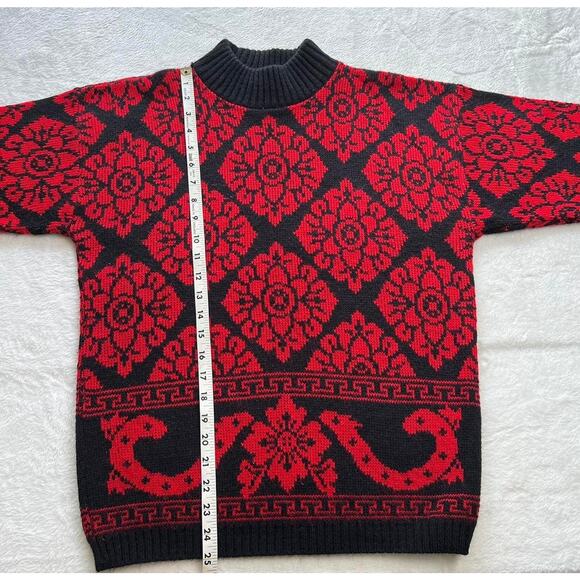Adele knitwear 1980s vintage red & black geometrical women’s sweater size medium - Picture 8 of 8